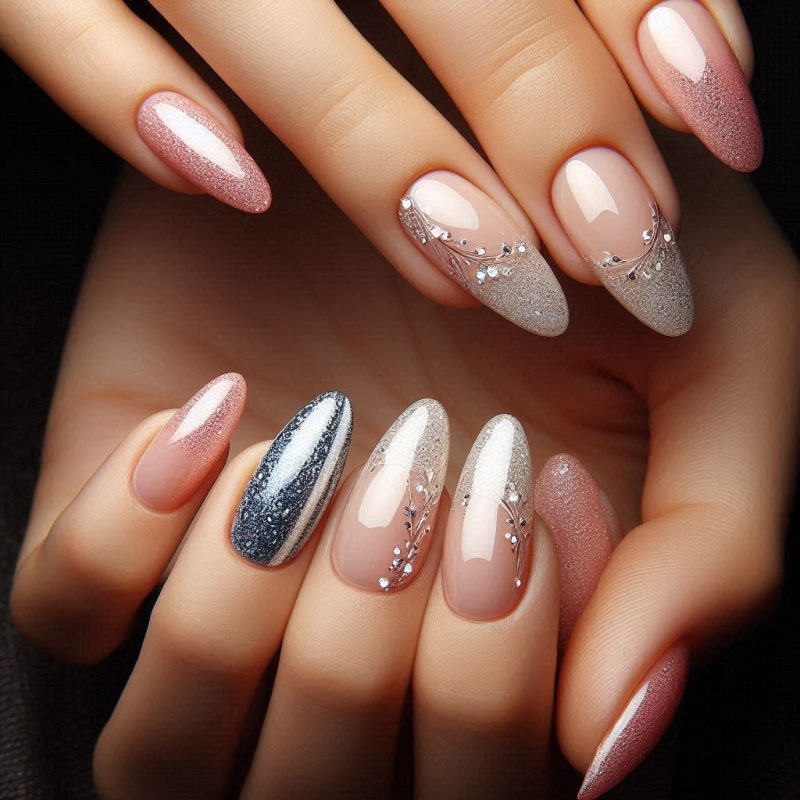 Glitter French Tip Handmade Nails