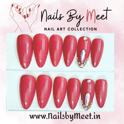 Burgundy Bridal Press on Nails