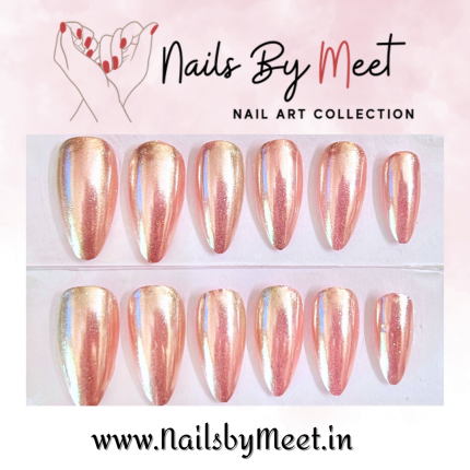 Pink Chrome Handmade Nails