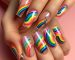 Rainbow Abstract French Tip Press-On Nails: A Colorful Trend