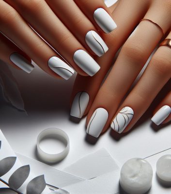 White Abstract Nails: Minimalist Elegance
