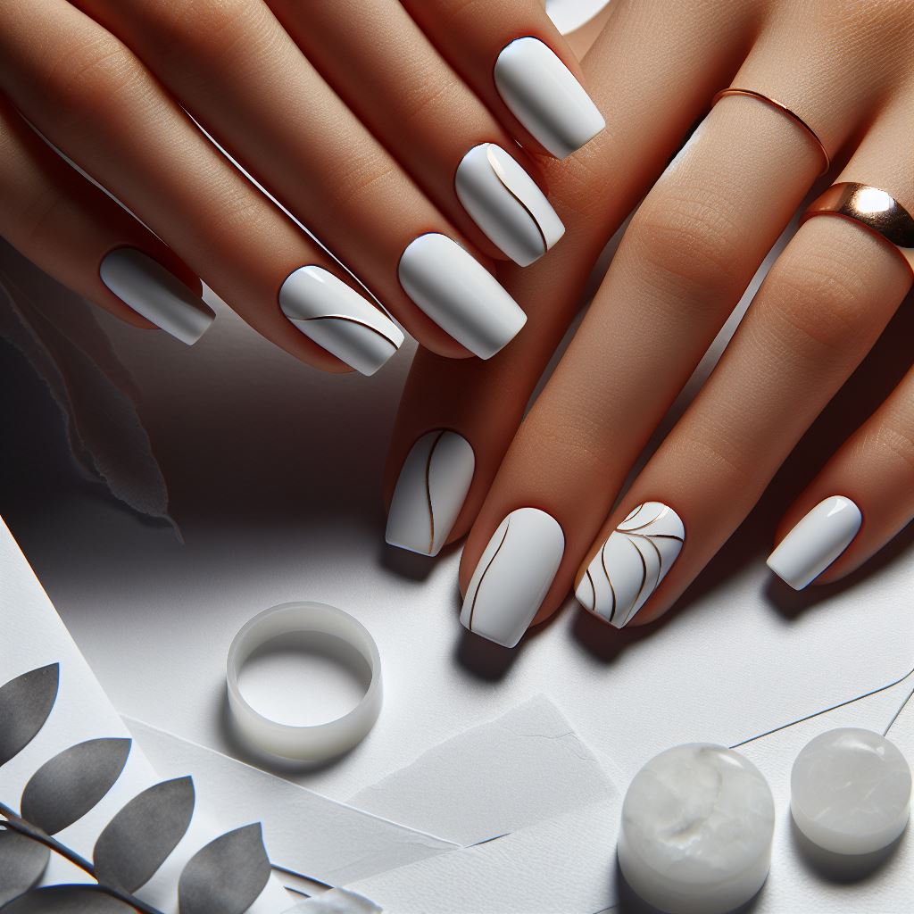 White Abstract Nails: Minimalist Elegance