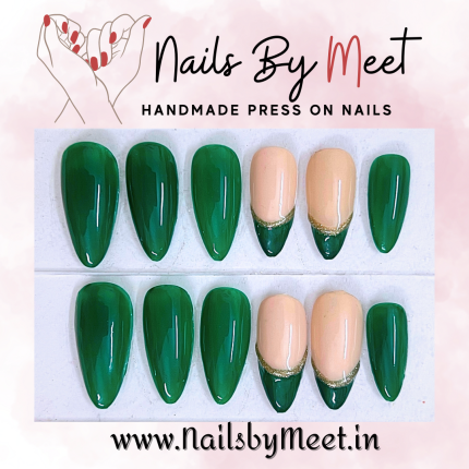 Green French Tip Press on Nails