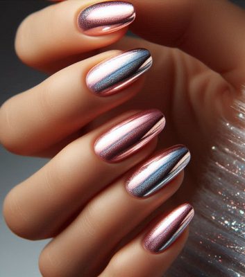 Pink chrome nails