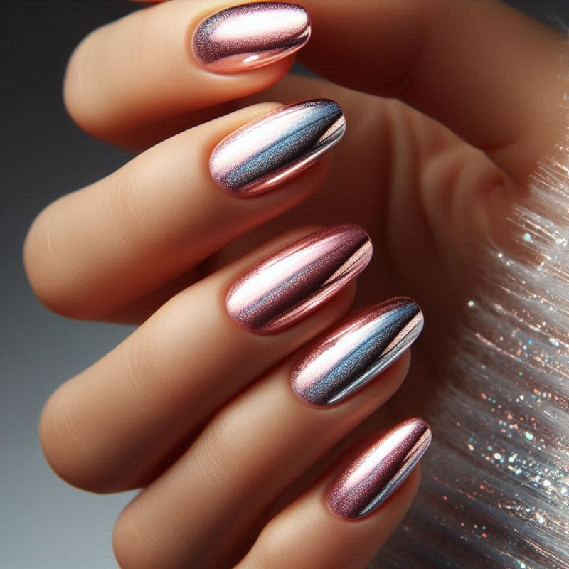 Pink chrome nails