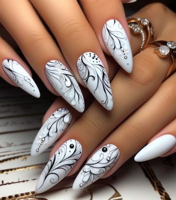 White Abstract Nails: A Canvas of Elegance