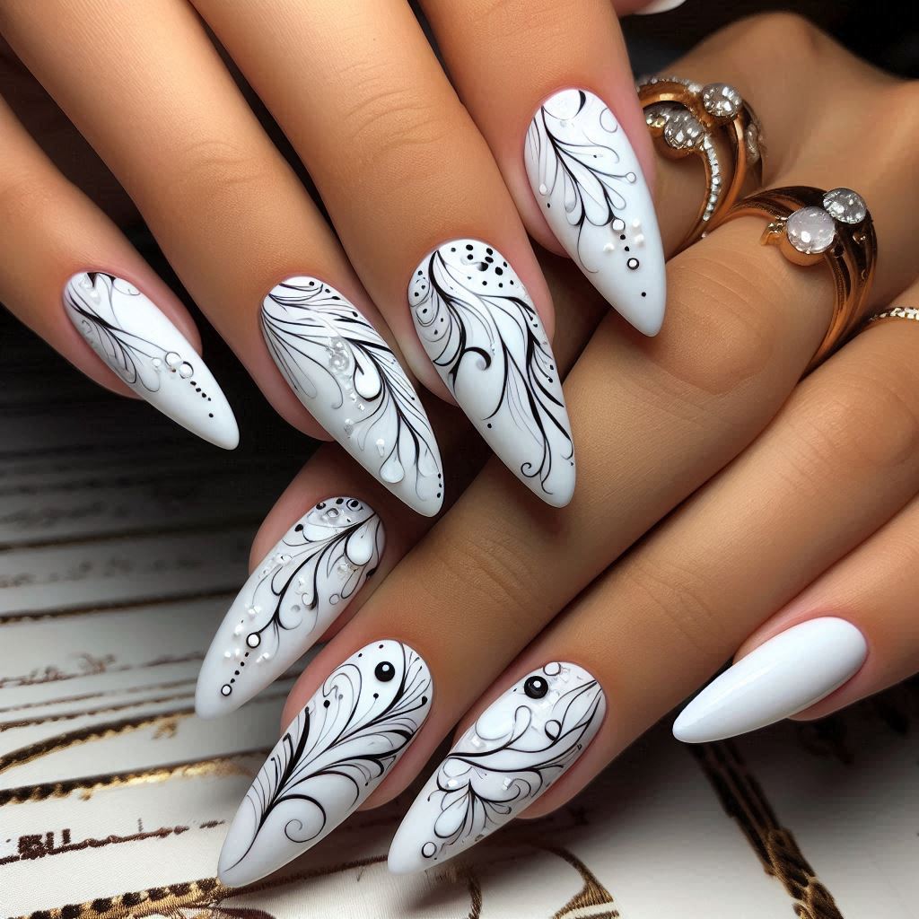 White Abstract Nails: A Canvas of Elegance