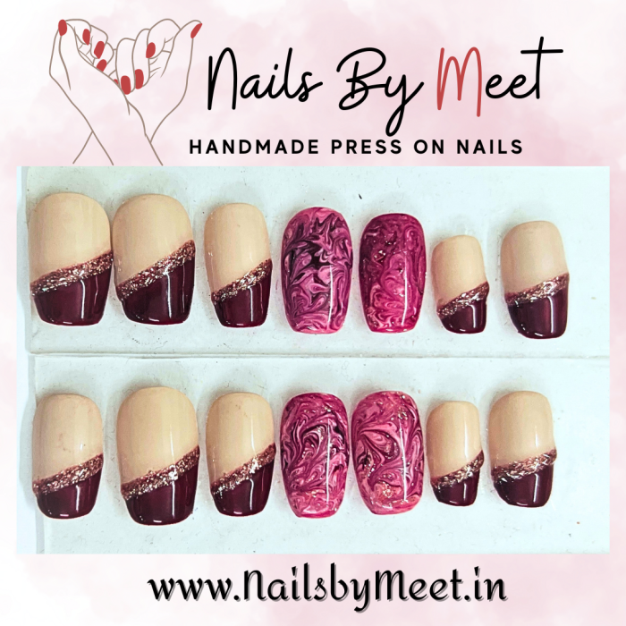 Marron Marble Press on Nails