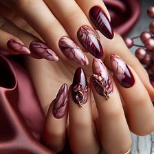 Maroon Marble Press-On Nails: A Fusion of Elegance and Convenience